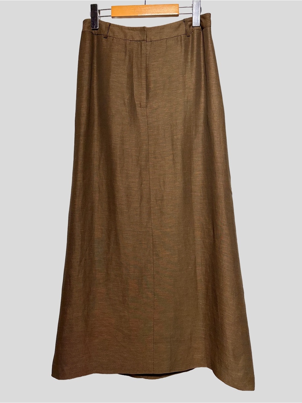 EMANUEL UNGARO Silk Linen Bronze Maxi Skirt Quiet Luxury Minimalist